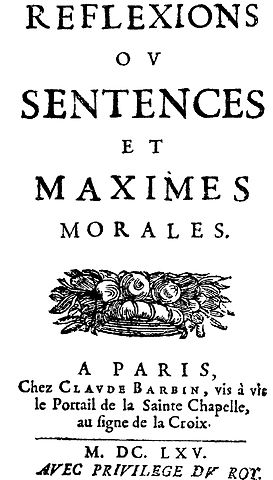 Première page des Maximes de La Rochefoucauld